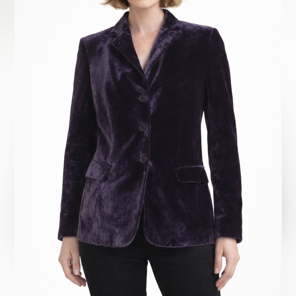 Emanuel Ungaro Vintage Luxury Purple Velvet Women's Jacket Blazer